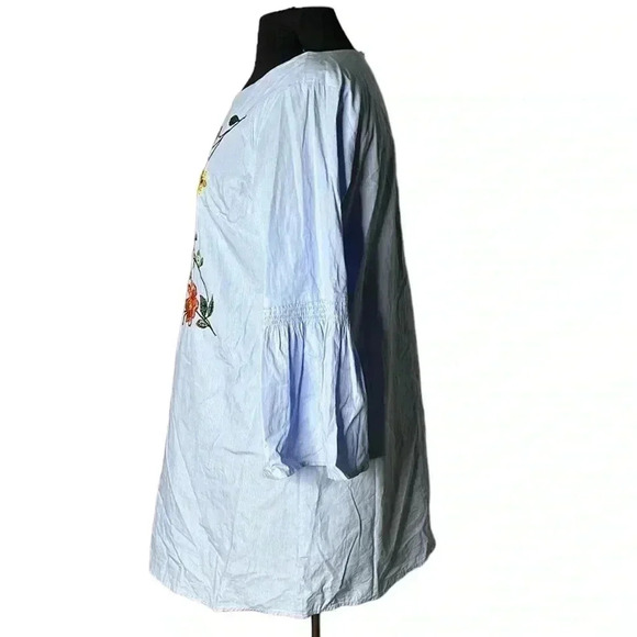 Jealous Tomato Embroidered Floral Striped Bell Sleeve Mini Dress Size L - Picture 2 of 10